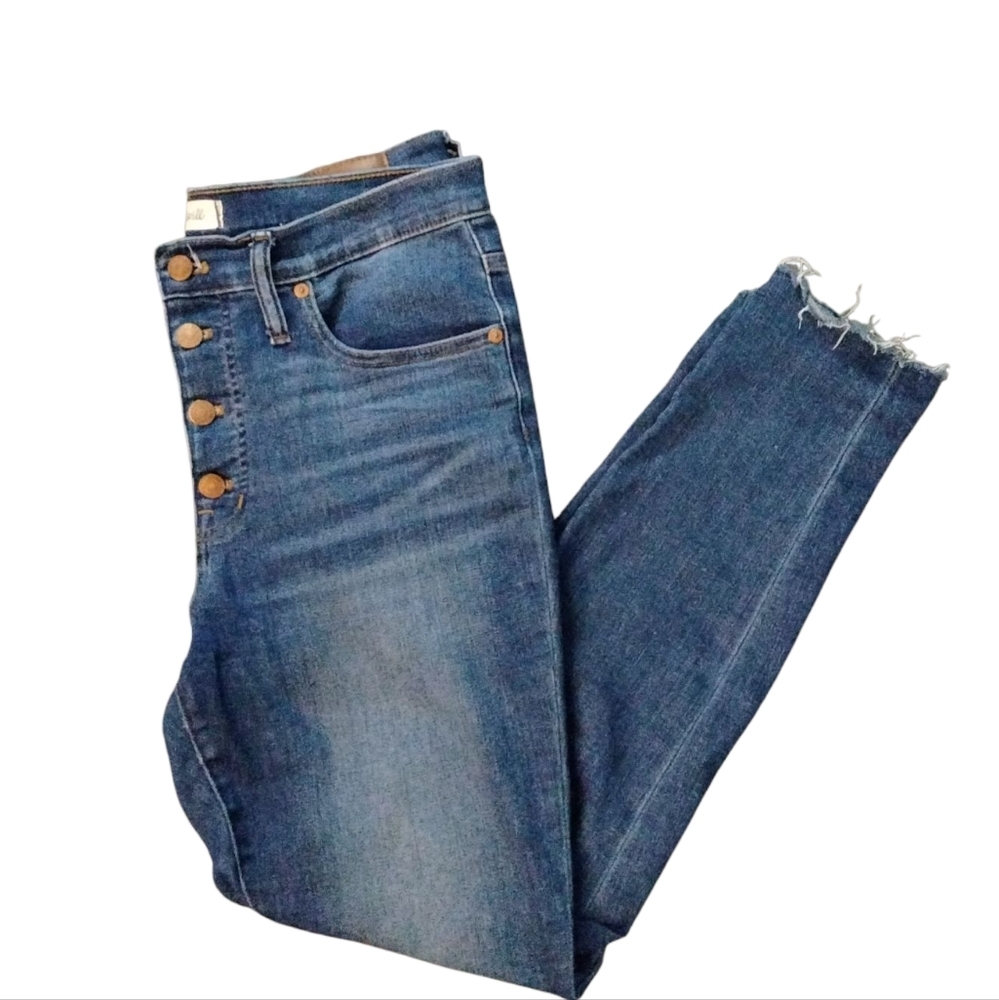 Madewell Mid-Rise Skinny Jeans Distressed Rough Hem Women-s Jeans Size 30
